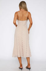 you love me midi dress oat/choc stripe