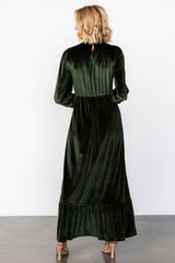 elodie velvet maxi dress | deep olive