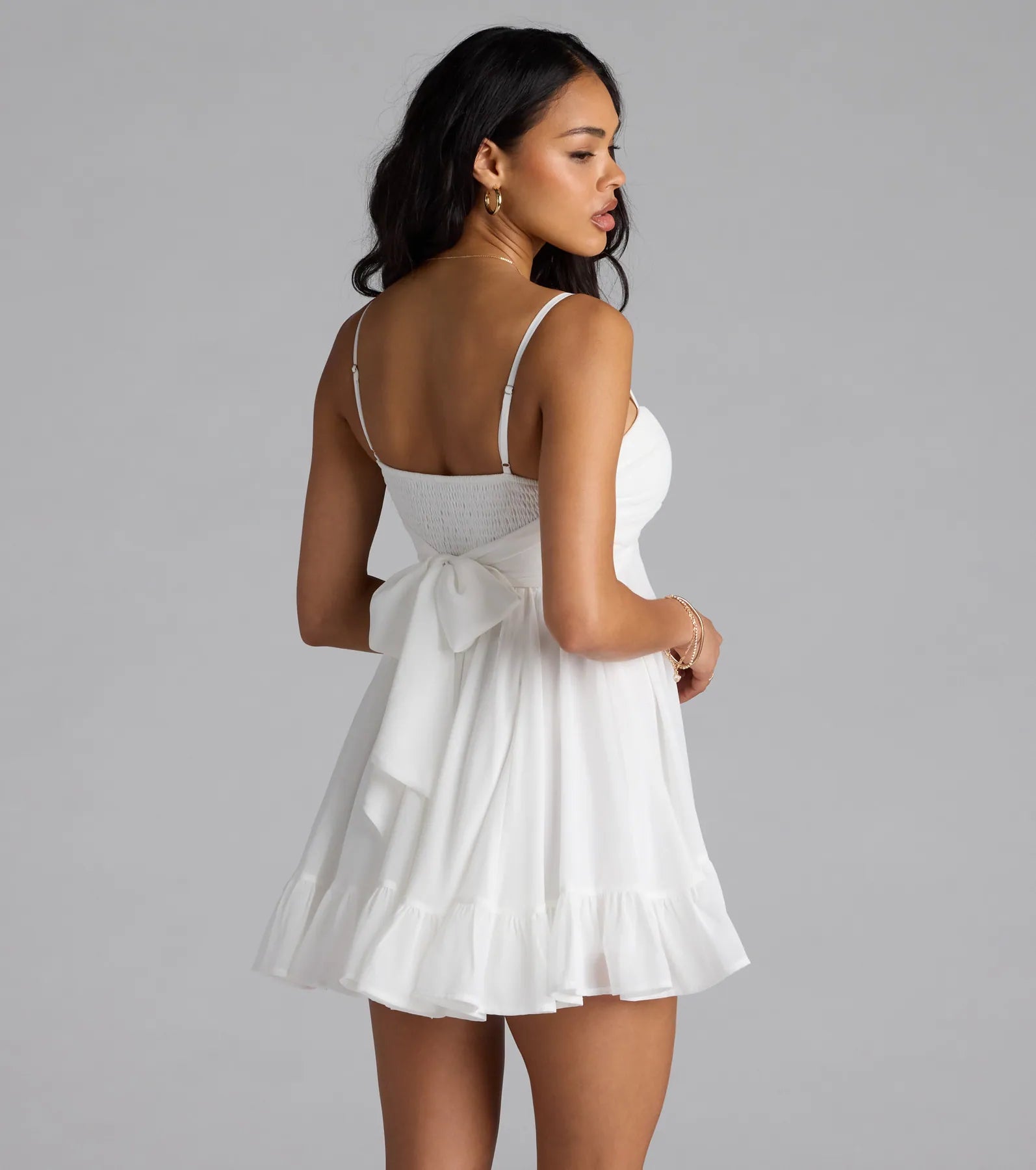 perfectly pretty tie back chiffon babydoll dress